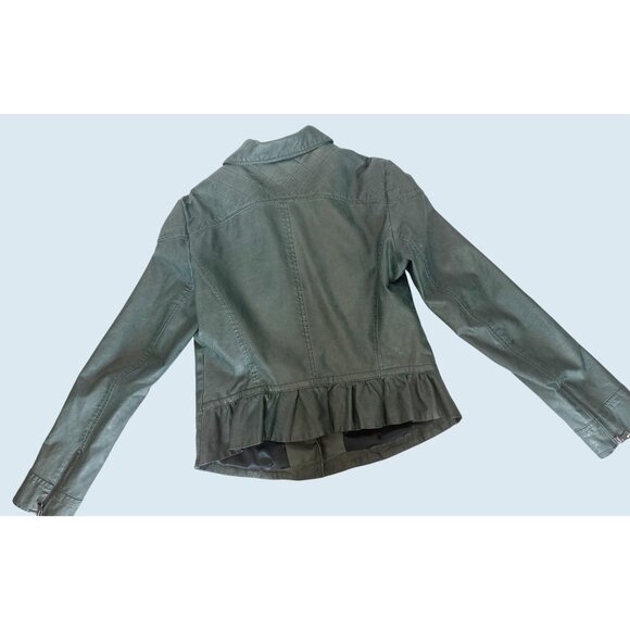 ANTHROPOLOGIE / Cartonnier Green Faux Leather Jacket Size 10 - Picture 6 of 8
